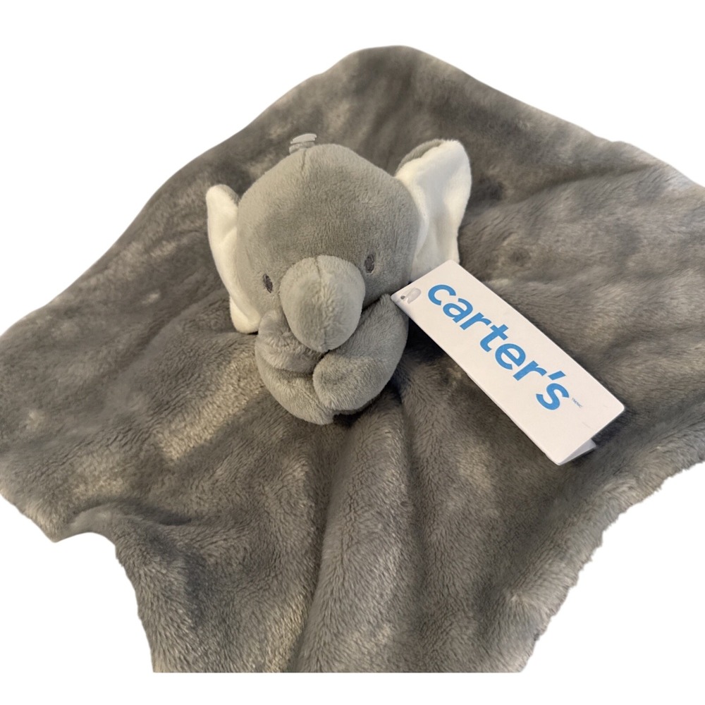 Carters Gray Elephant Baby Lovey Plush Silk Border‎ Polka Dot Lining 01/2026 NWT